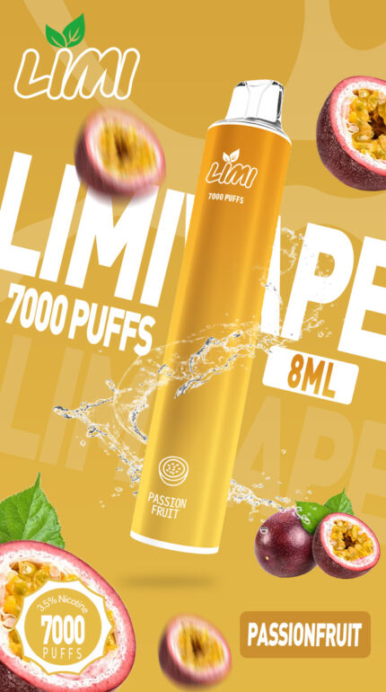 LIMI7000口-拋棄式/一次性電子煙-超靚外觀-黃金百香